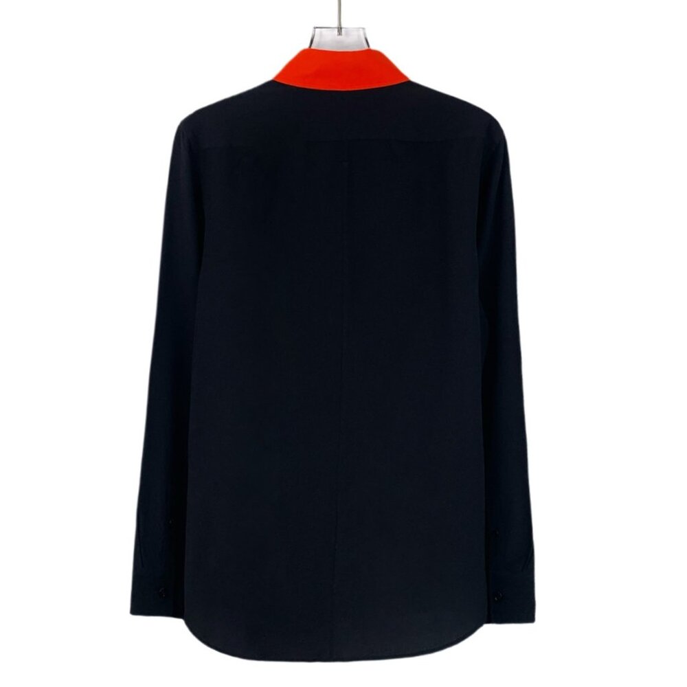 Givenchy Black Silk Collared Single-Breasted Long… - image 2